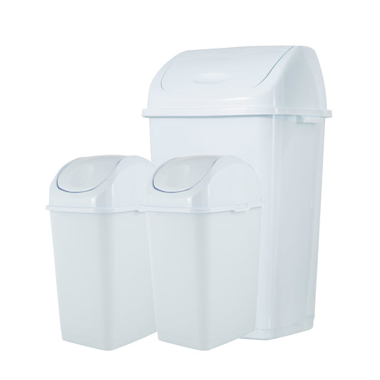 Swing Top Trash Can - White (3 Pack) 4.5 Gal, 13 Gal
