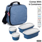 Insulated Lunch Bag with Food  Containers, Denim