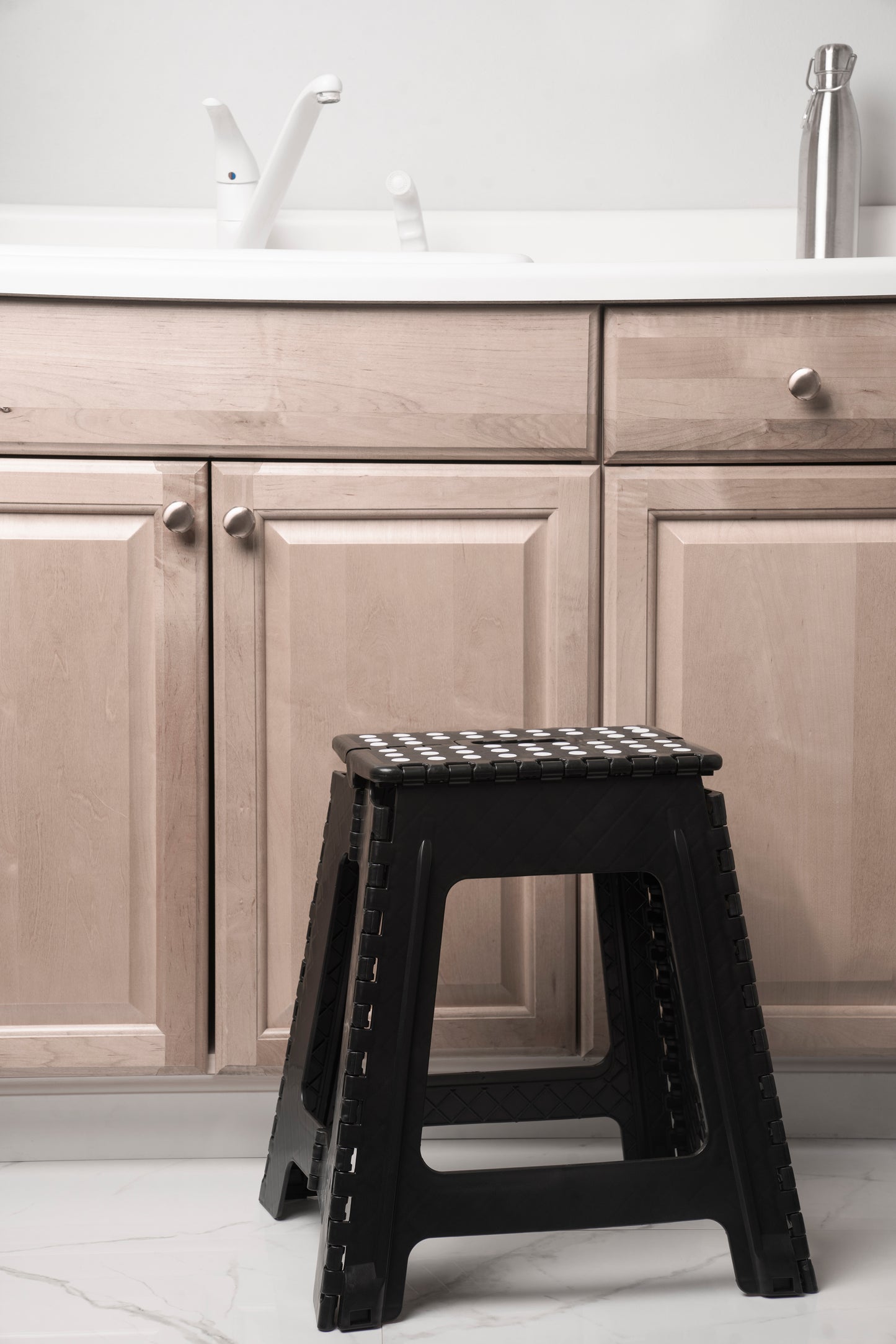 18" Folding Step Stool with Anti-Slip Surface, Black