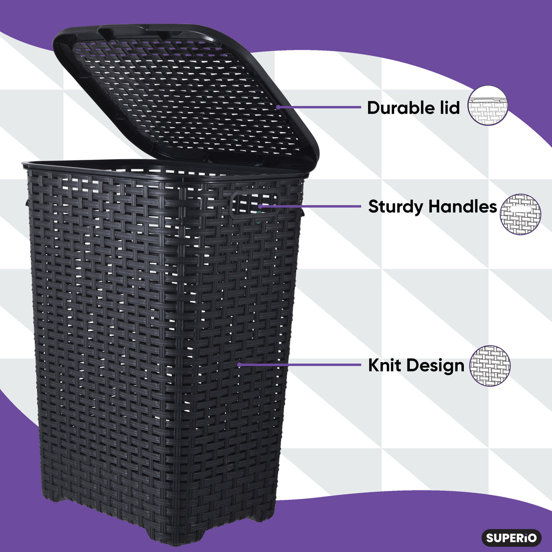 Black Wicker Hamper 60 Liter