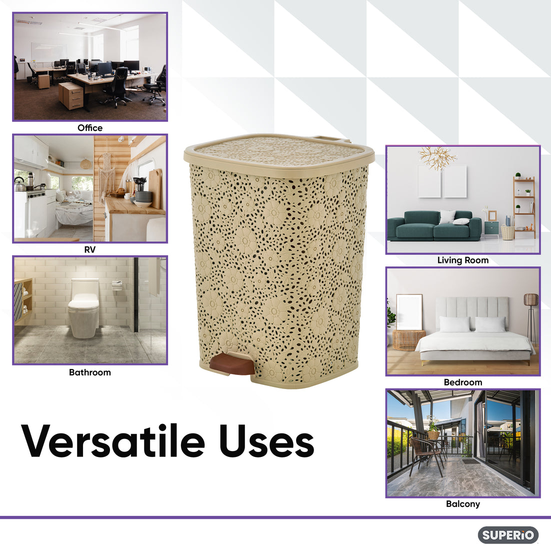 Step-On Trash Can, Lace Design, 6 Qt.