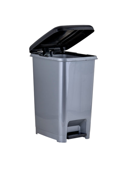 Slim Pedal Trash Can, 42 Qt - Grey/Black