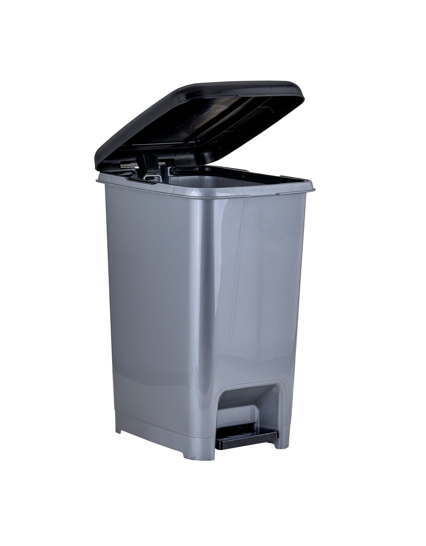 Slim Pedal Trash Can, 16 Qt - Grey/Black