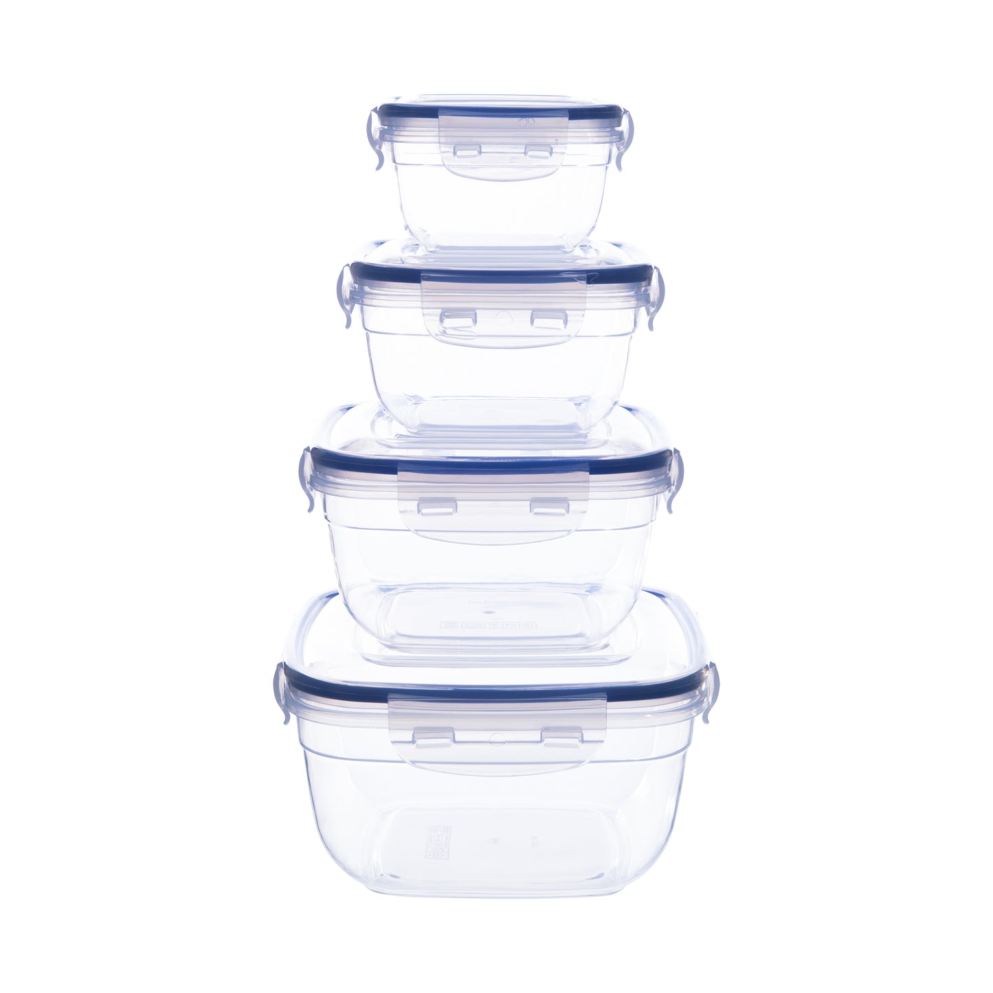 Superio Food Storage Containers, Airtight Leak-Proof Meal Prep Square Containers, Set of 4 Multiple sizes.