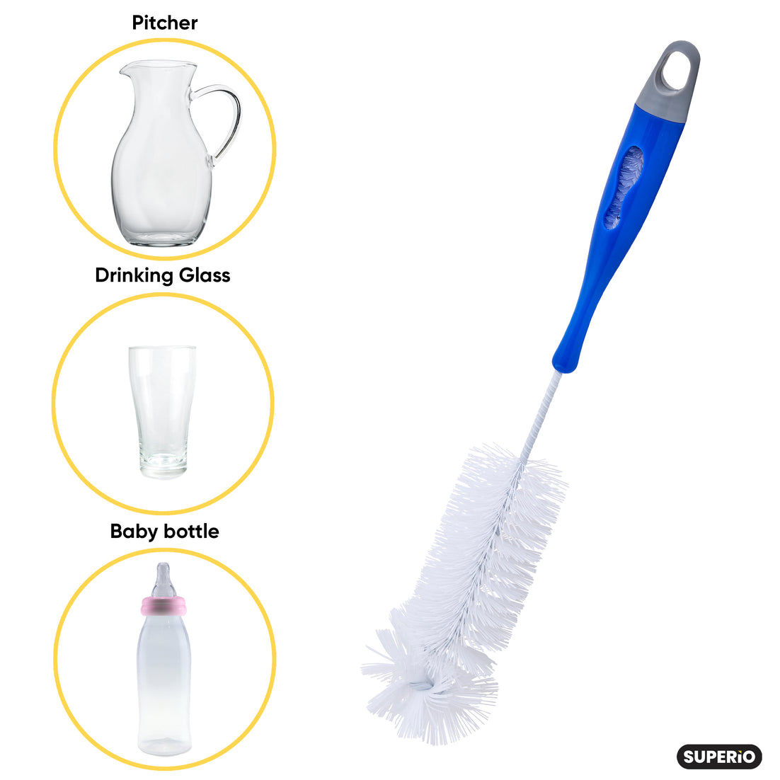 Superio Bottle Brush Cleaner, Nipple Brush included