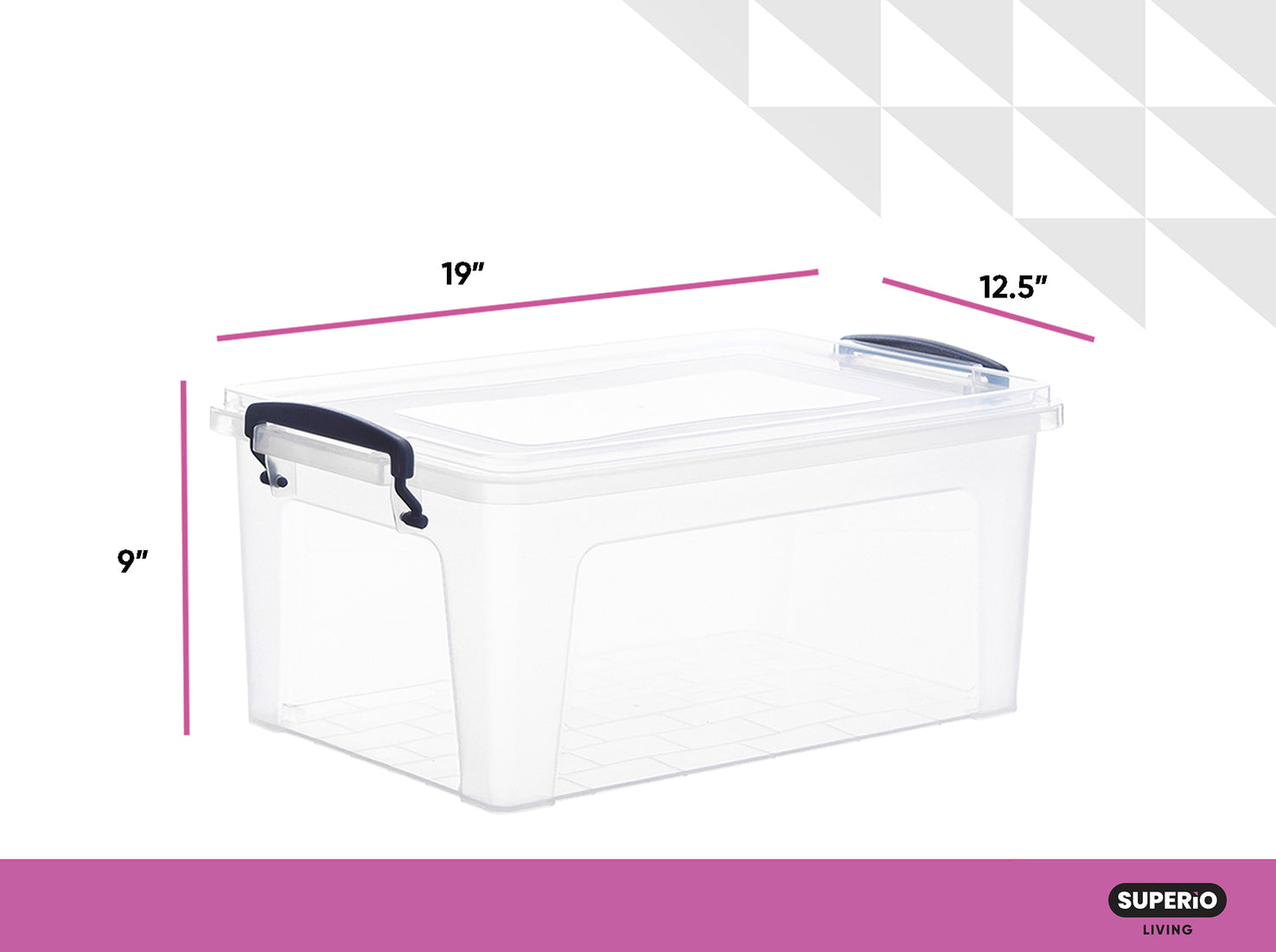 Deep Storage Container with Lid (28 Qt.) Plastic Box with Handles
