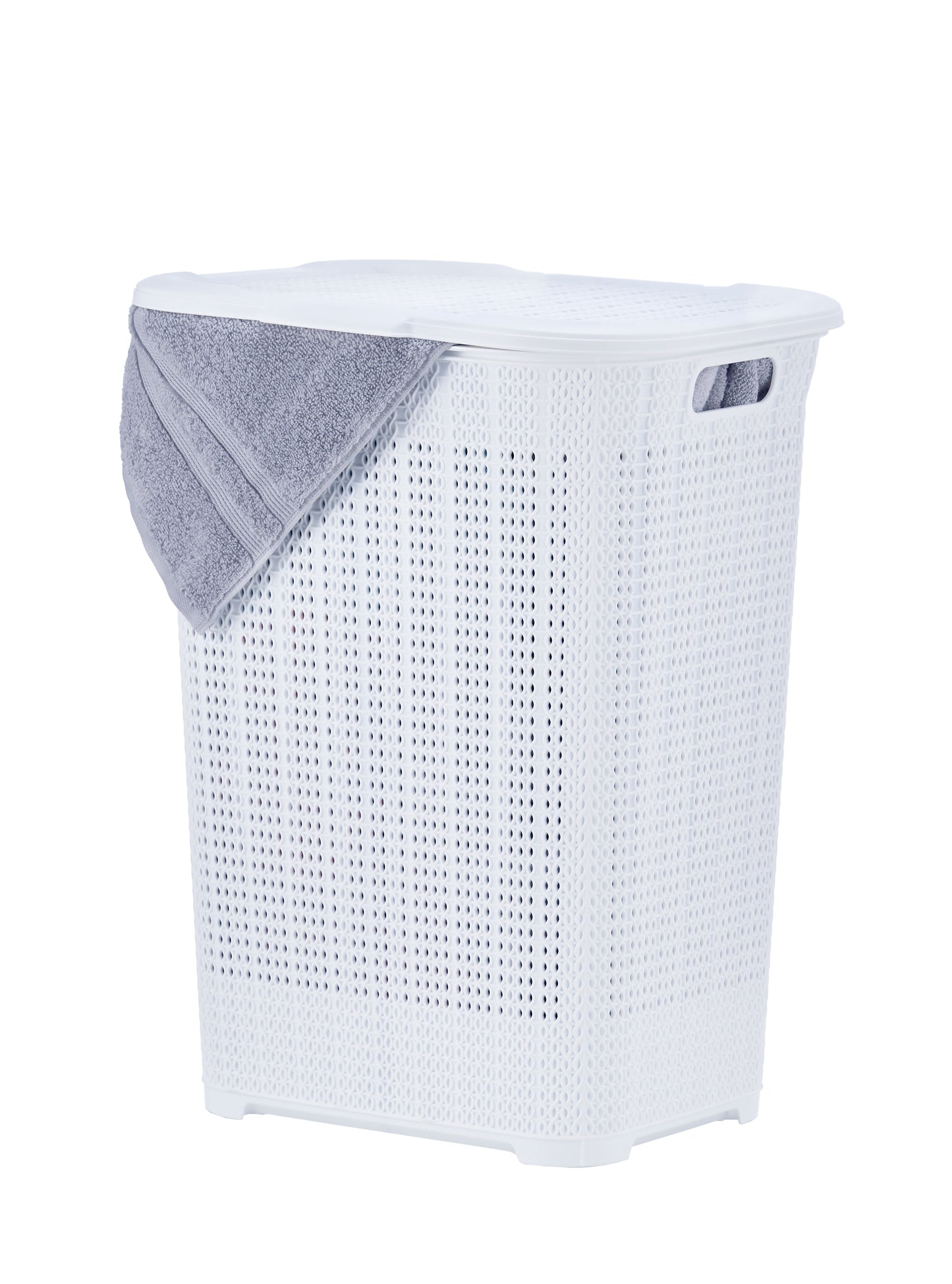 50 liter Knit Style Laundry Hamper with Cutout Handles.