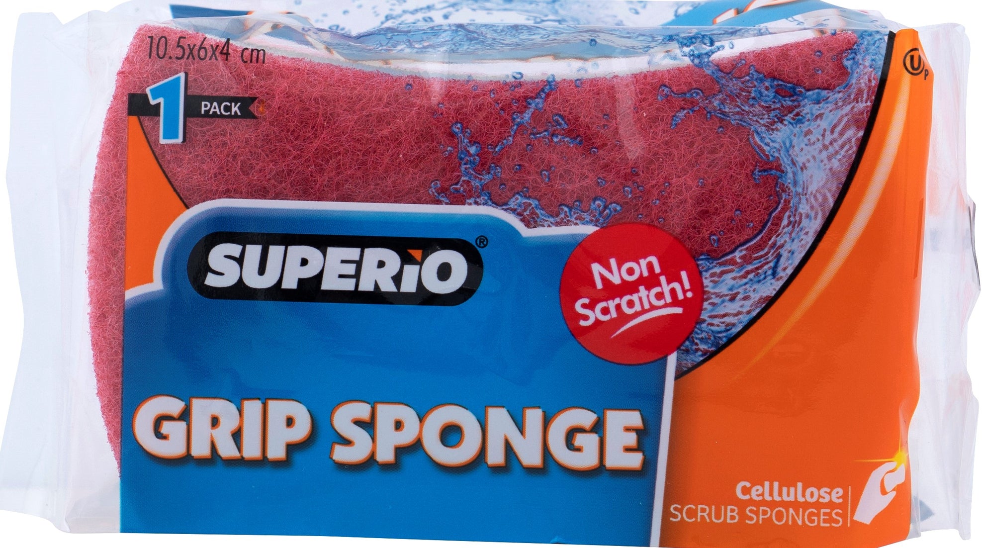 Scrub Sponge with Comfortable Grip, Red