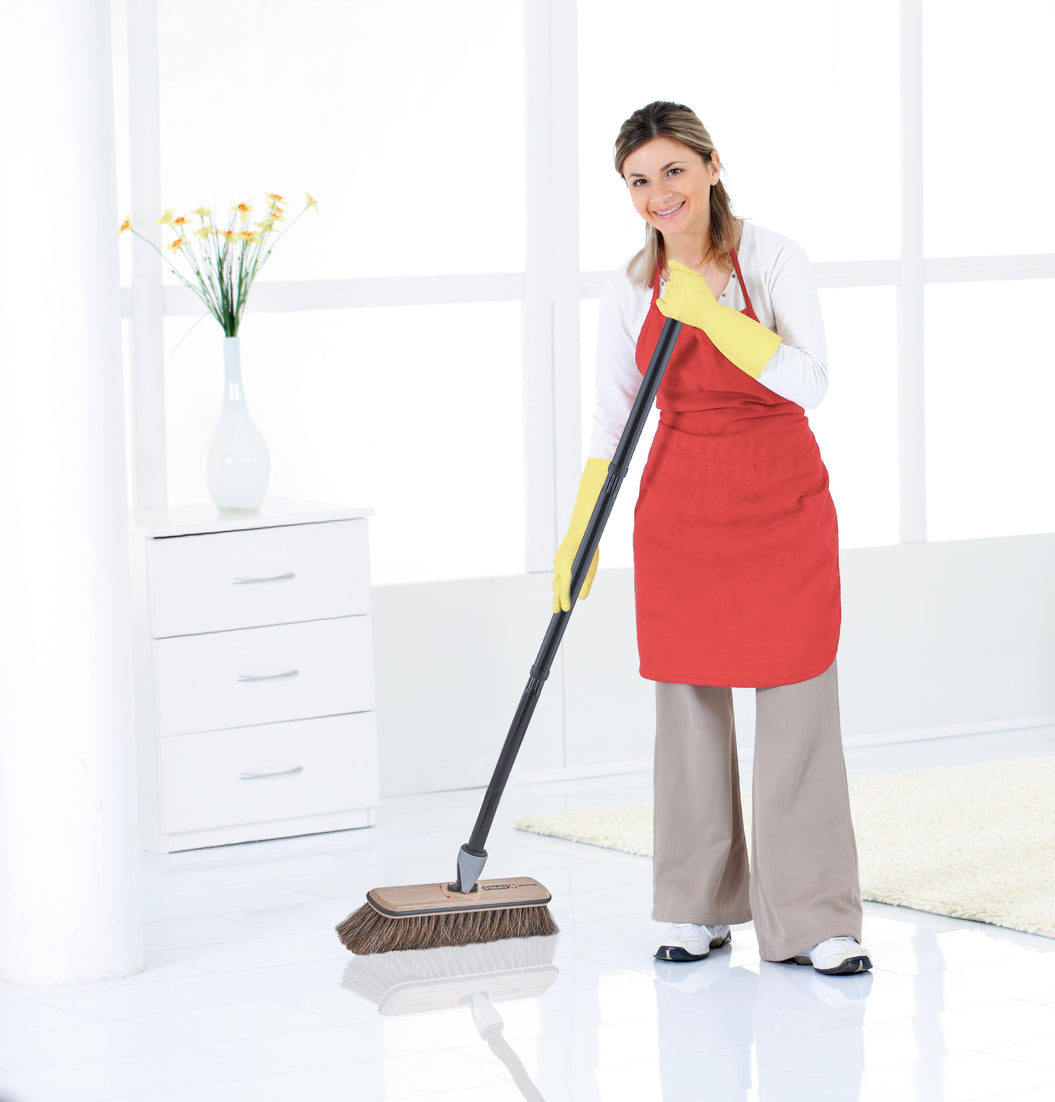 Premium Horsehair Broom with Beach Wood Brush Head and Multi Position Handle