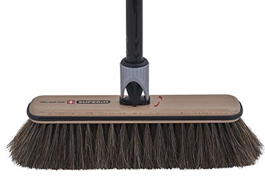 Premium Horsehair Broom with Beach Wood Brush Head and Multi Position Handle