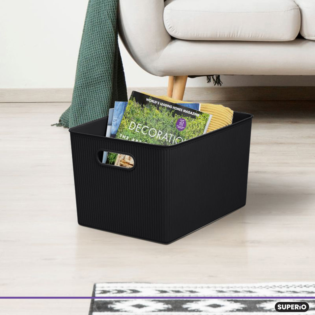 22 Liter Ribbed Storage Bin Root Beer Brown