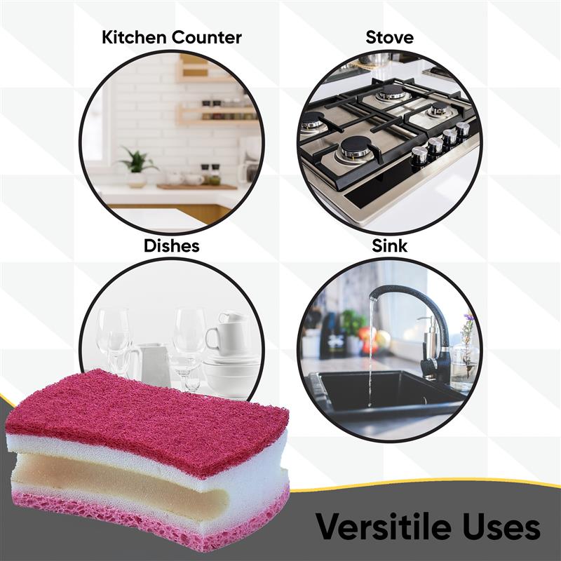 Scrub Sponge with Comfortable Grip, Red