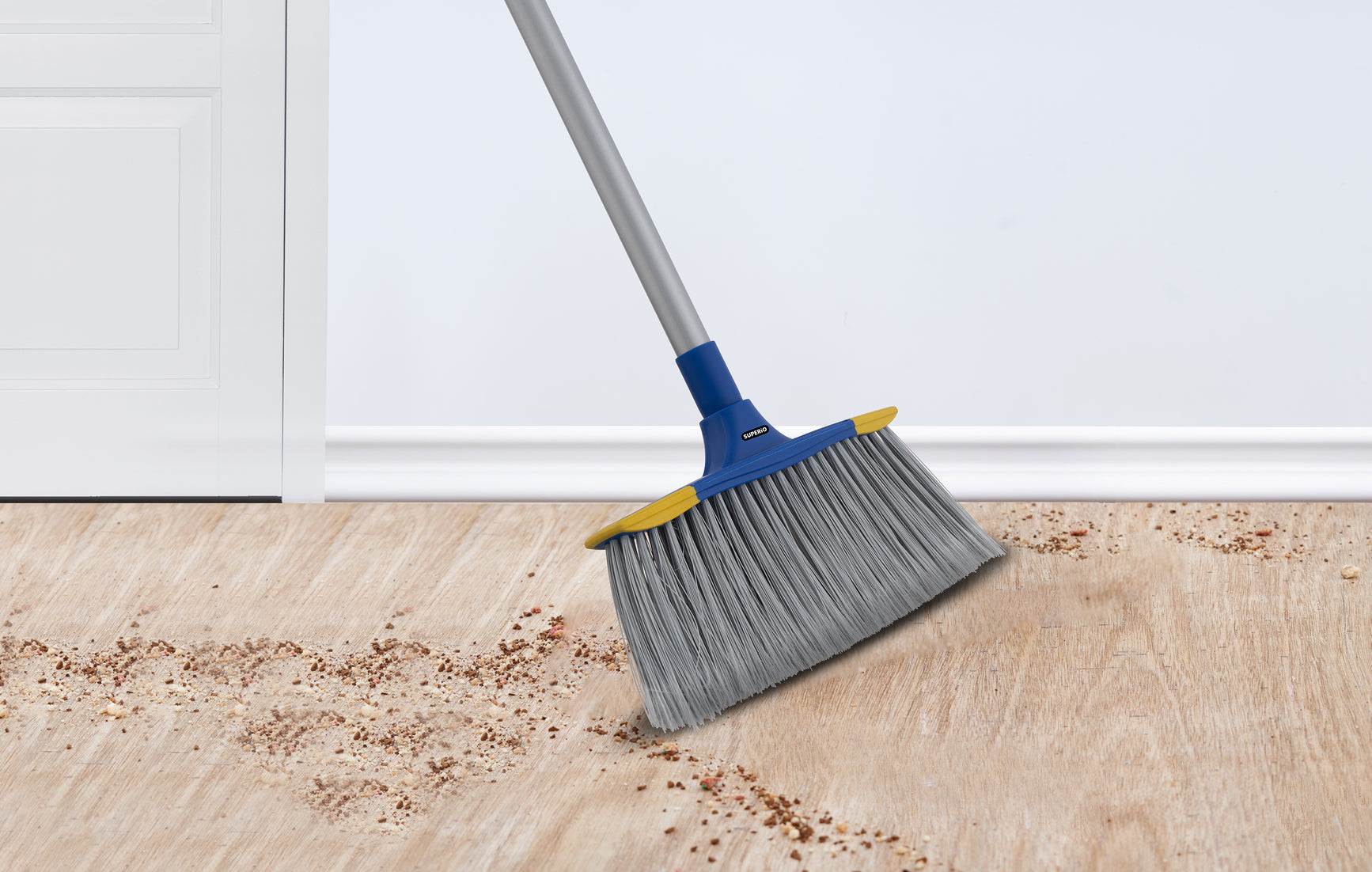 Slim Angle Broom with Telescopic Handle, Blue