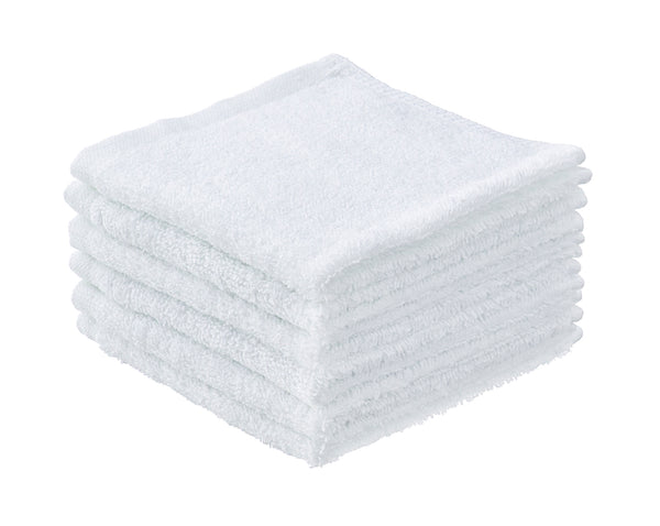 Superio Terry Towel White Cloths 100% Cotton 12 Cleaning Rags Facial Washcloths, Spa Cloths, Cleaning Cloths for Multi-Purposes (6)