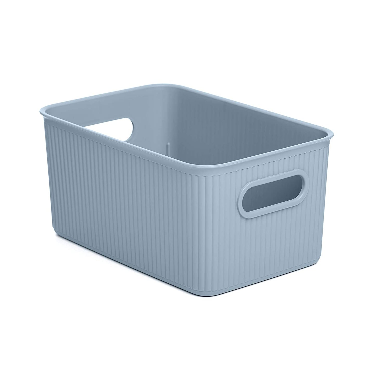 5 Liter Ribbed Storage Bin Stone Blue