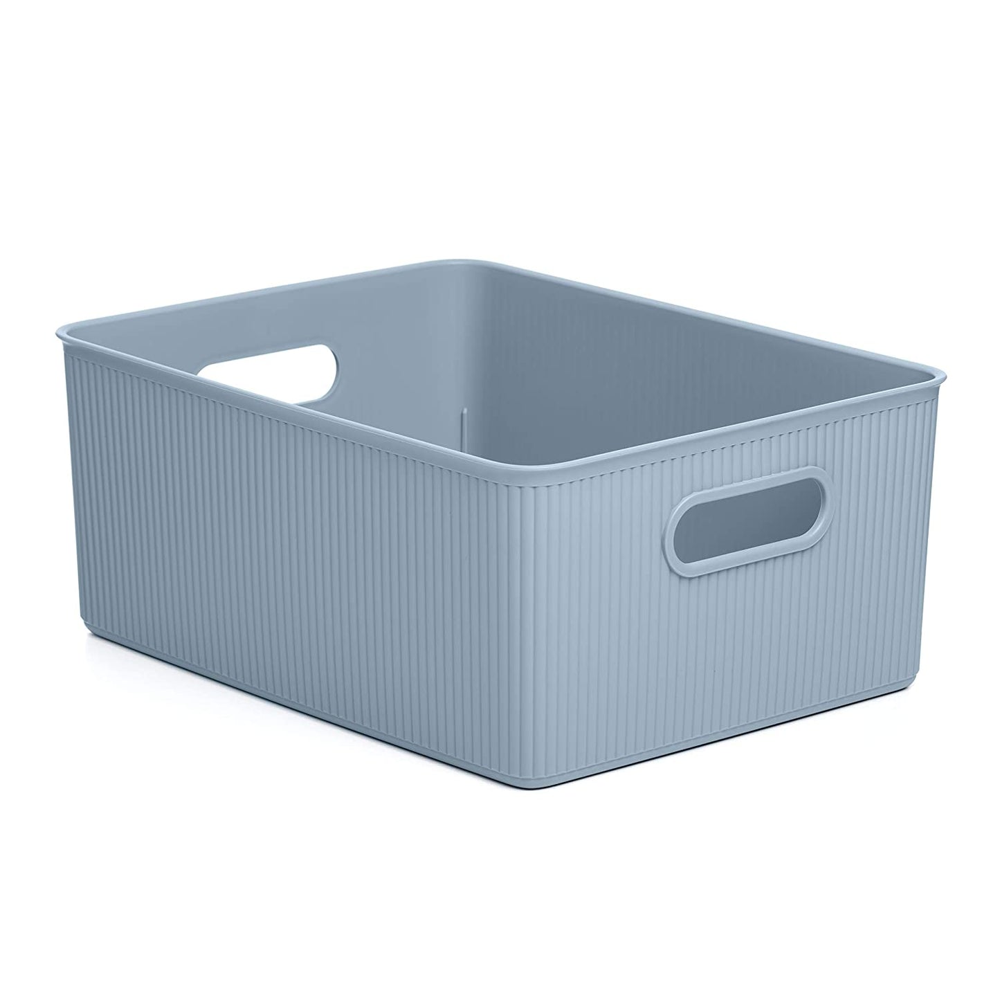 15 Liter Ribbed Storage Bin Stone Blue