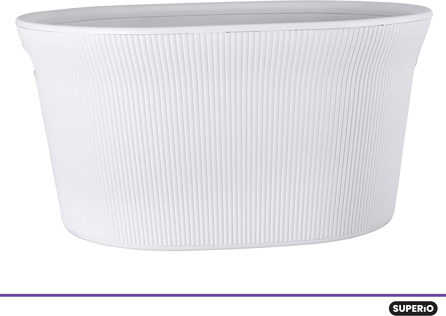 35 Liter Ribbed Laundry Basket White Smoke