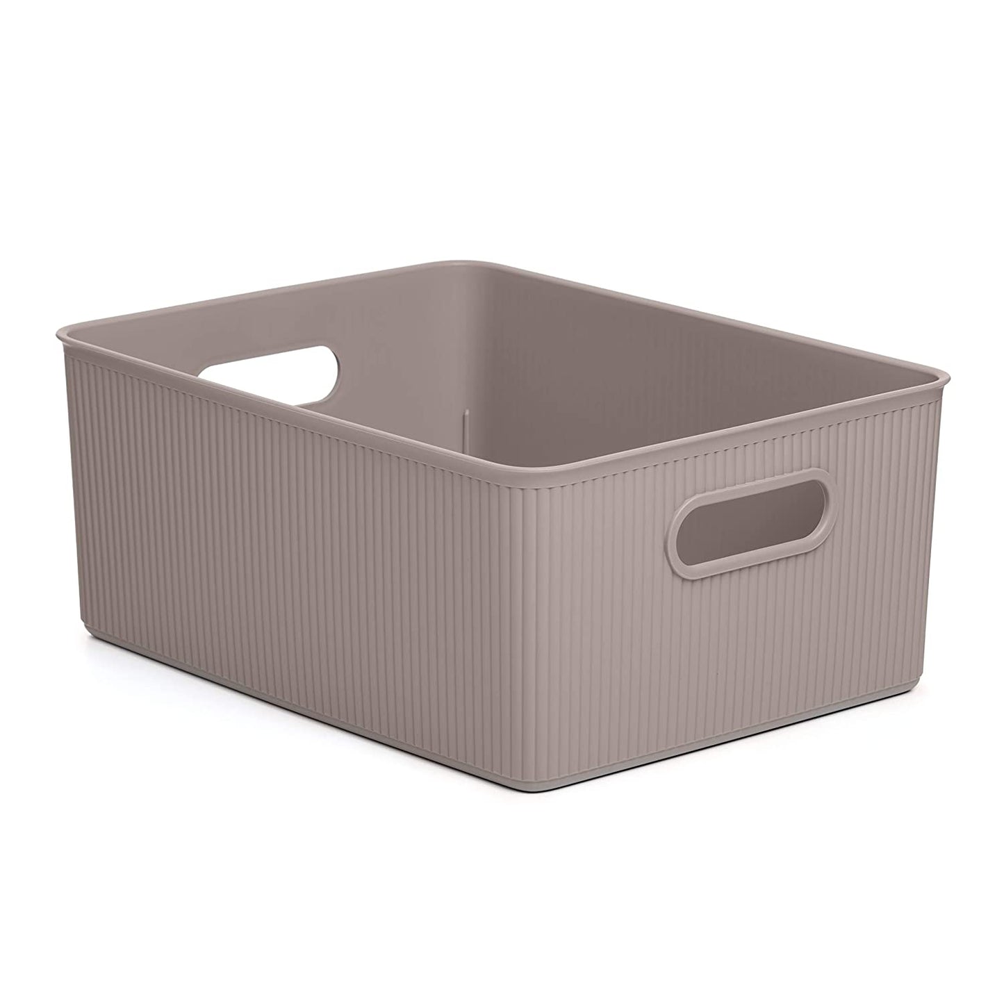 15 Liter Ribbed Storage Bin Taupe