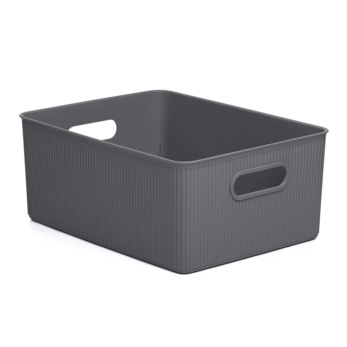 15 Liter Ribbed Storage Bin Grey