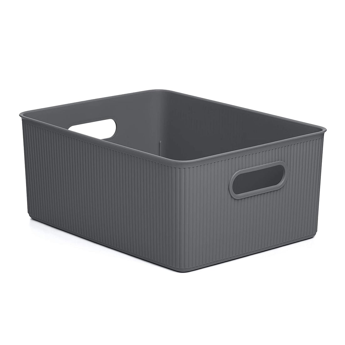 15 Liter Ribbed Storage Bin Grey