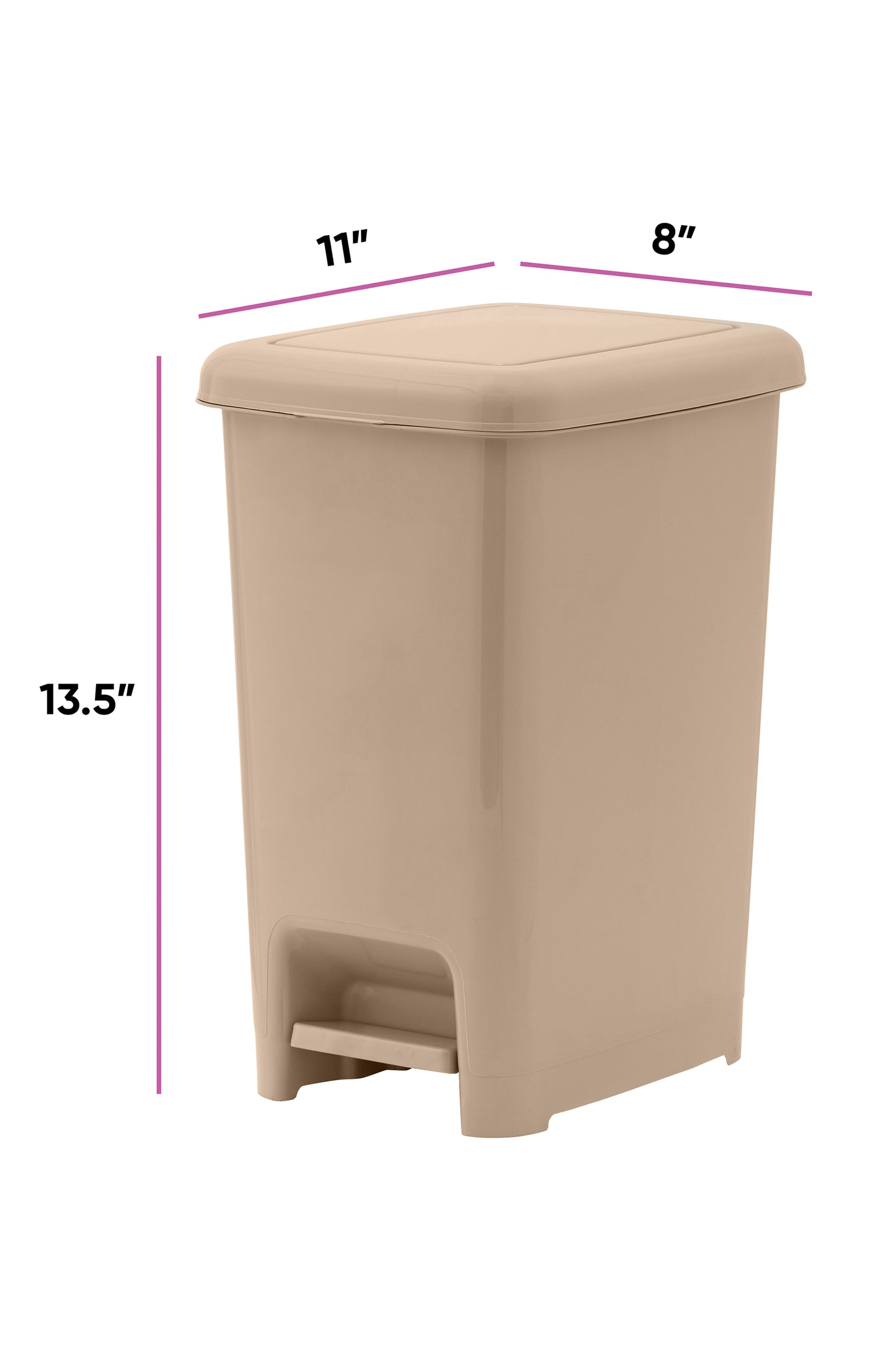 Slim Pedal Trash Can, 16 Qt - Tan