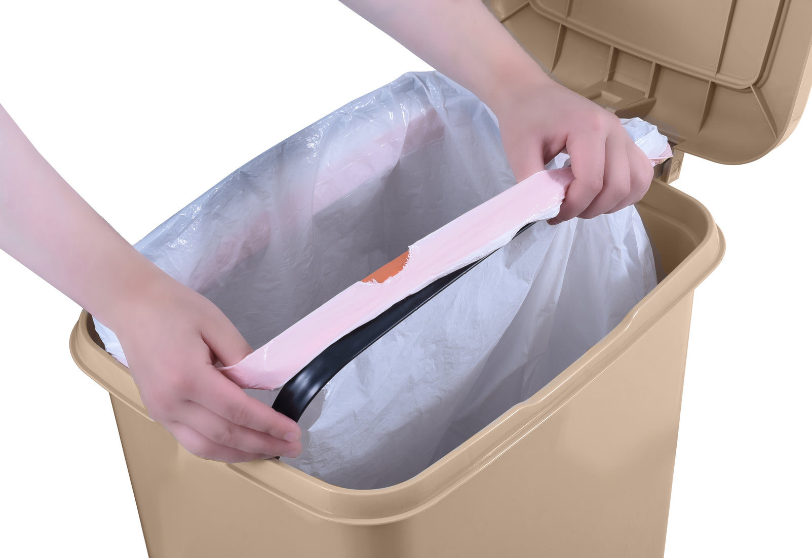 Slim Pedal Trash Can, 16 Qt - Tan
