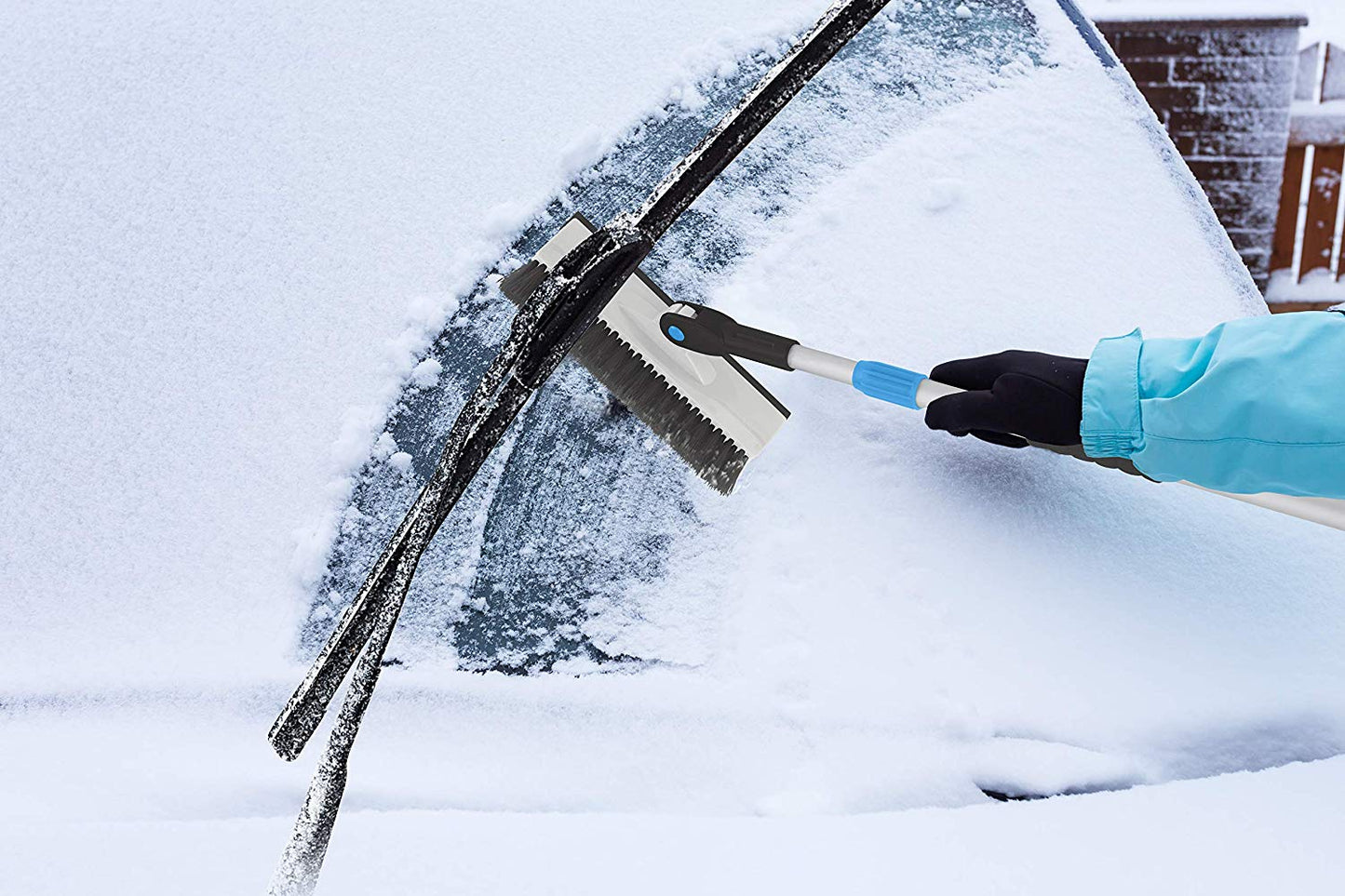 Extendable Snow Brush with Ice Scraper and Squeegee