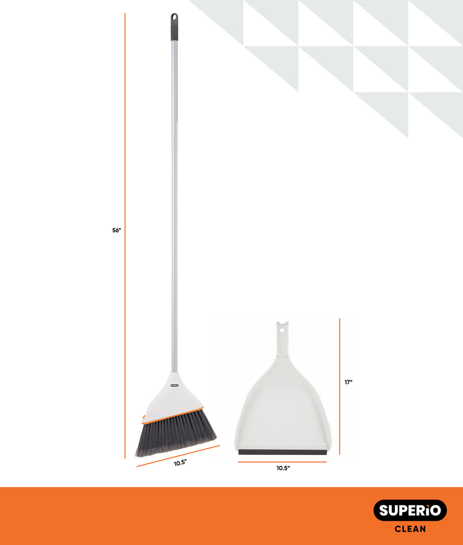 Angle Broom Grey with Clip-on Dustpan