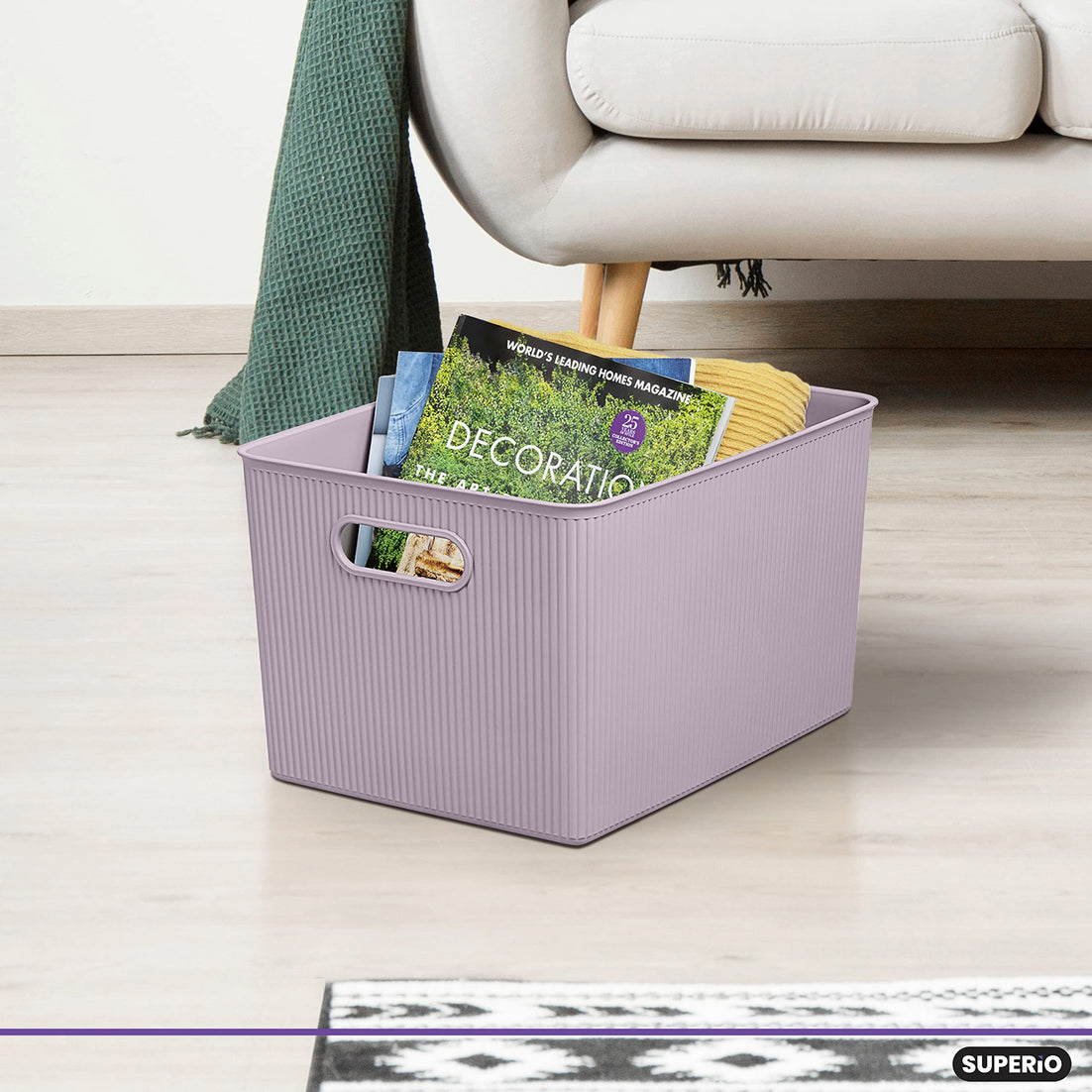 22 Liter Ribbed Storage Bin Lilac