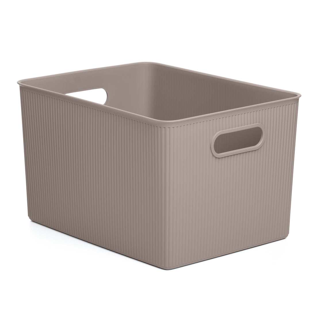 22 Liter Ribbed Storage Bin Taupe