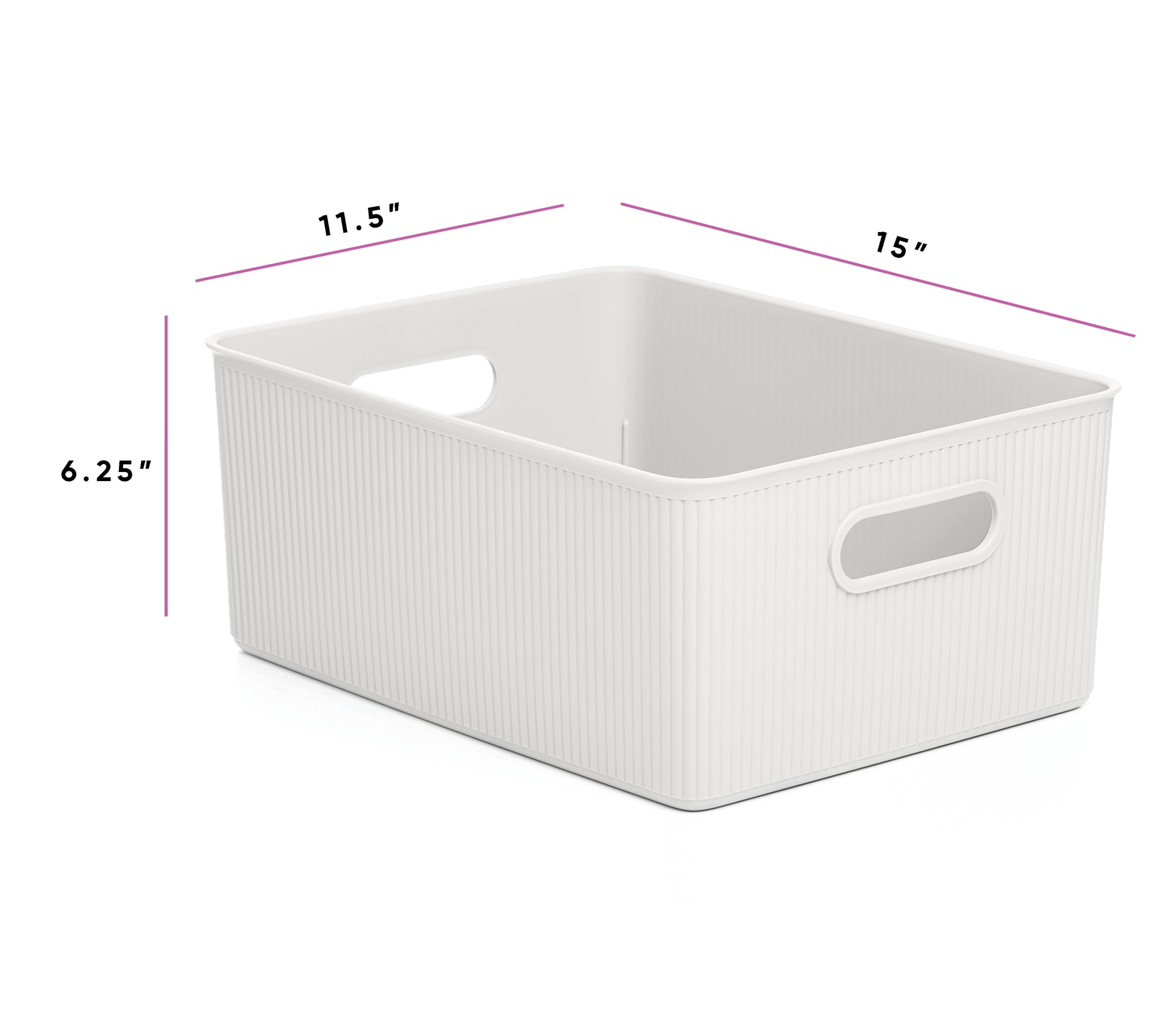 Superio 22L Large Ribbed Storage Bin- Plastic Storage Bin (2 Pack, White)