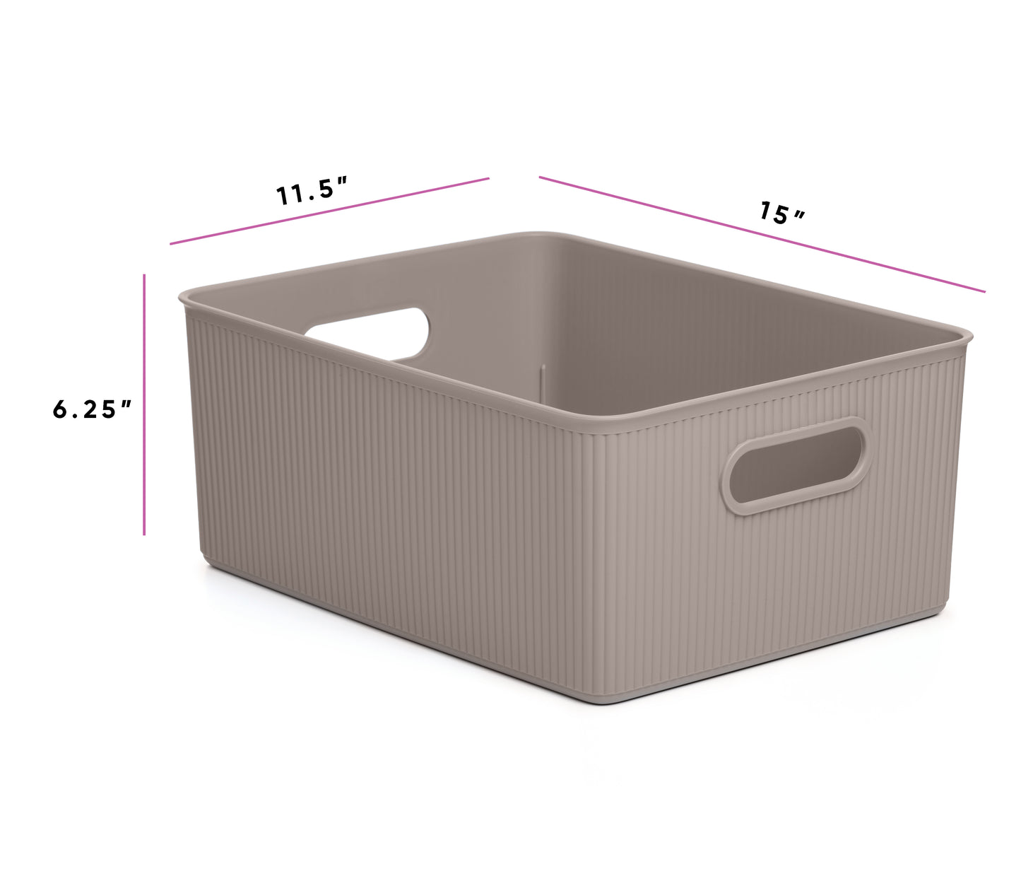 15 Liter Ribbed Storage Bin Taupe