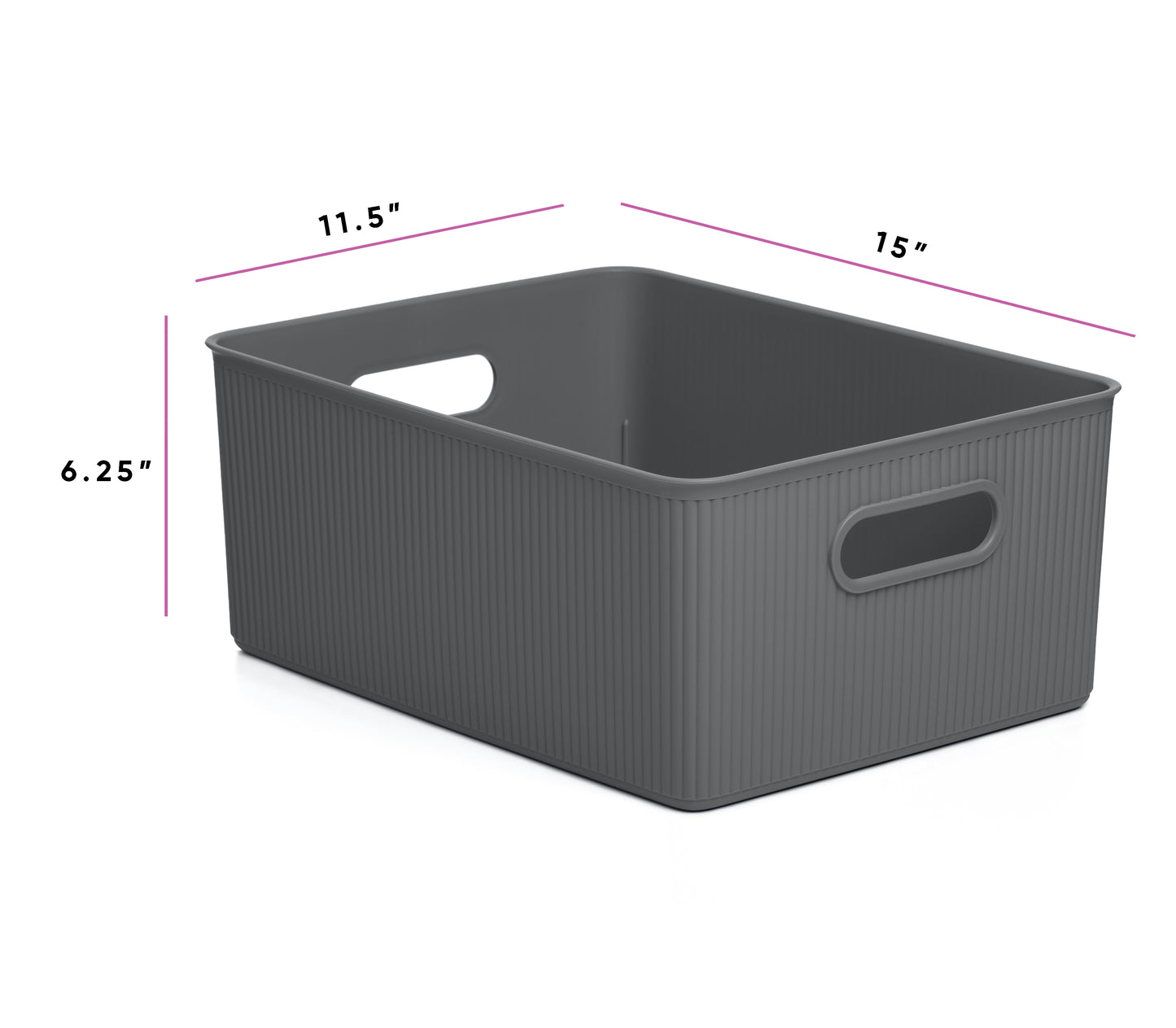 15 Liter Ribbed Storage Bin Grey