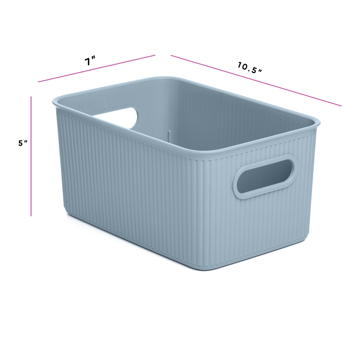 5 Liter Ribbed Storage Bin Stone Blue