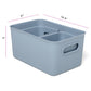 Set of 3 Ribbed Storage Bin Blue