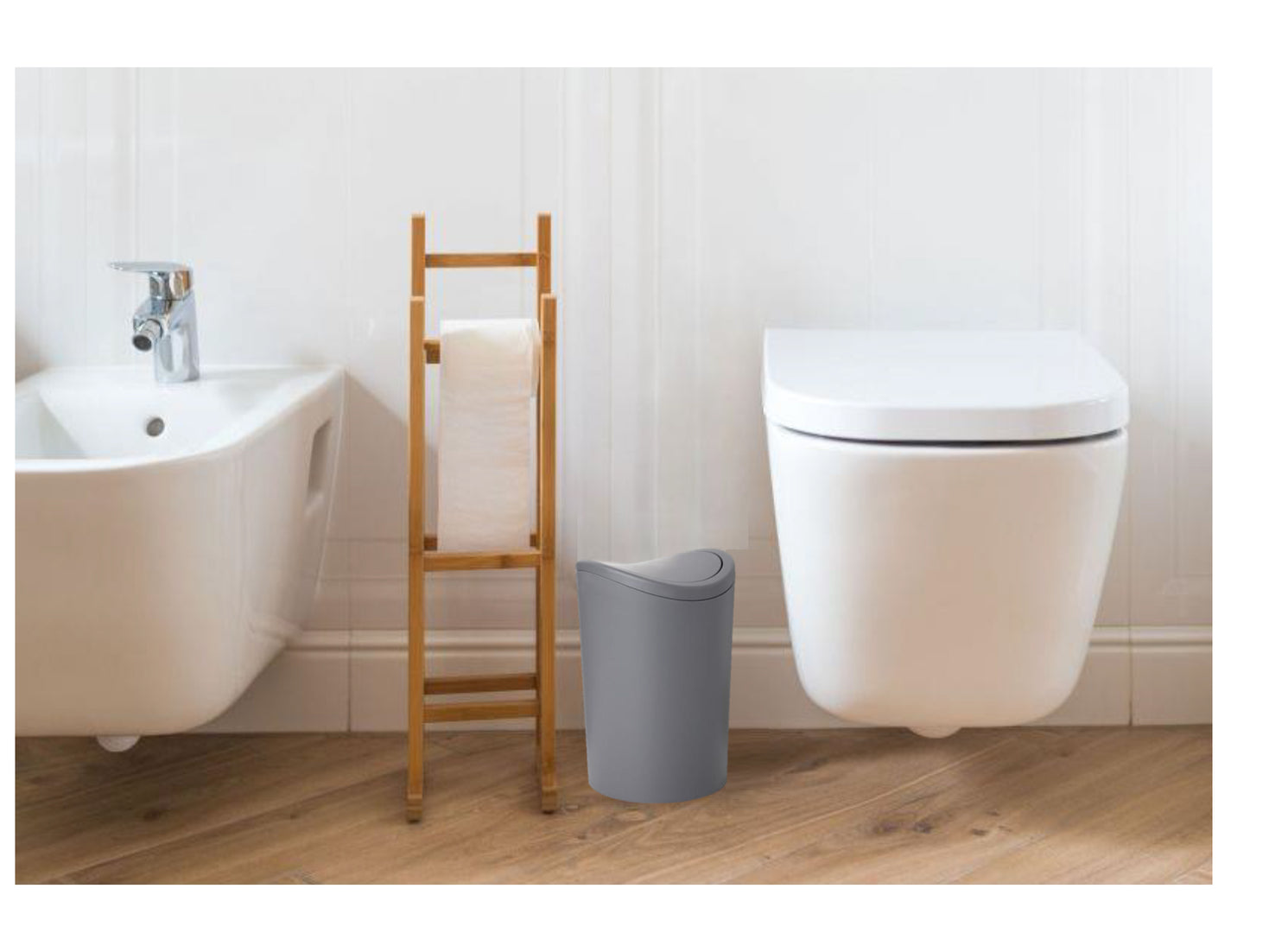 Modern Trash Can 6 Quart, Curved Swing Lid