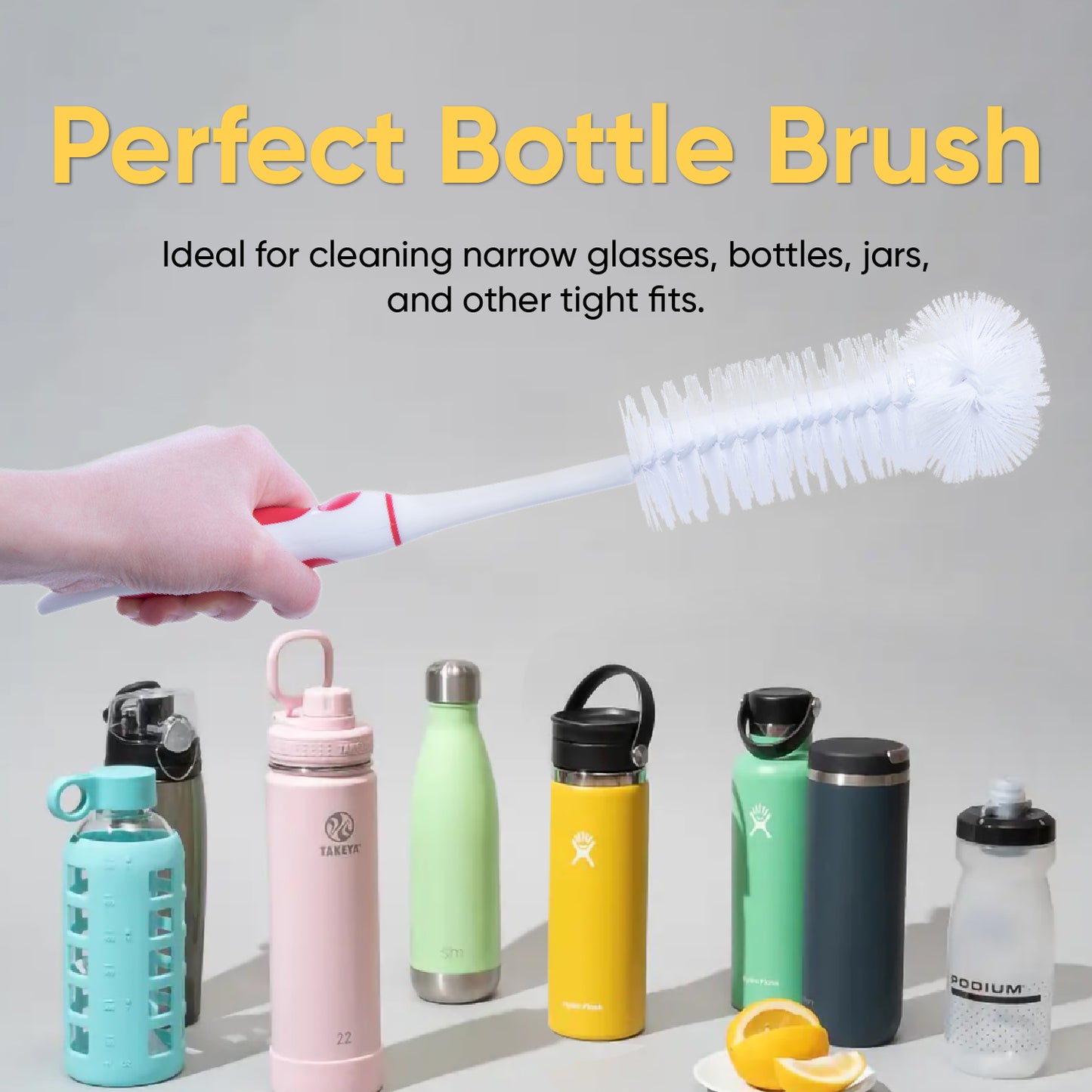 Superio Baby Bottle Brush Cleaner, Grip Handle Sturdy Bristles