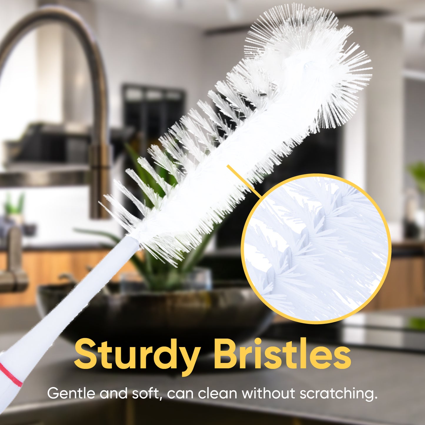 Superio Baby Bottle Brush Cleaner, Grip Handle Sturdy Bristles