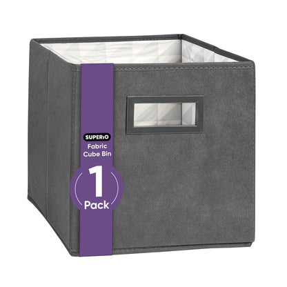 Fabric Storage Organizer 11" Bin, Grey Cube