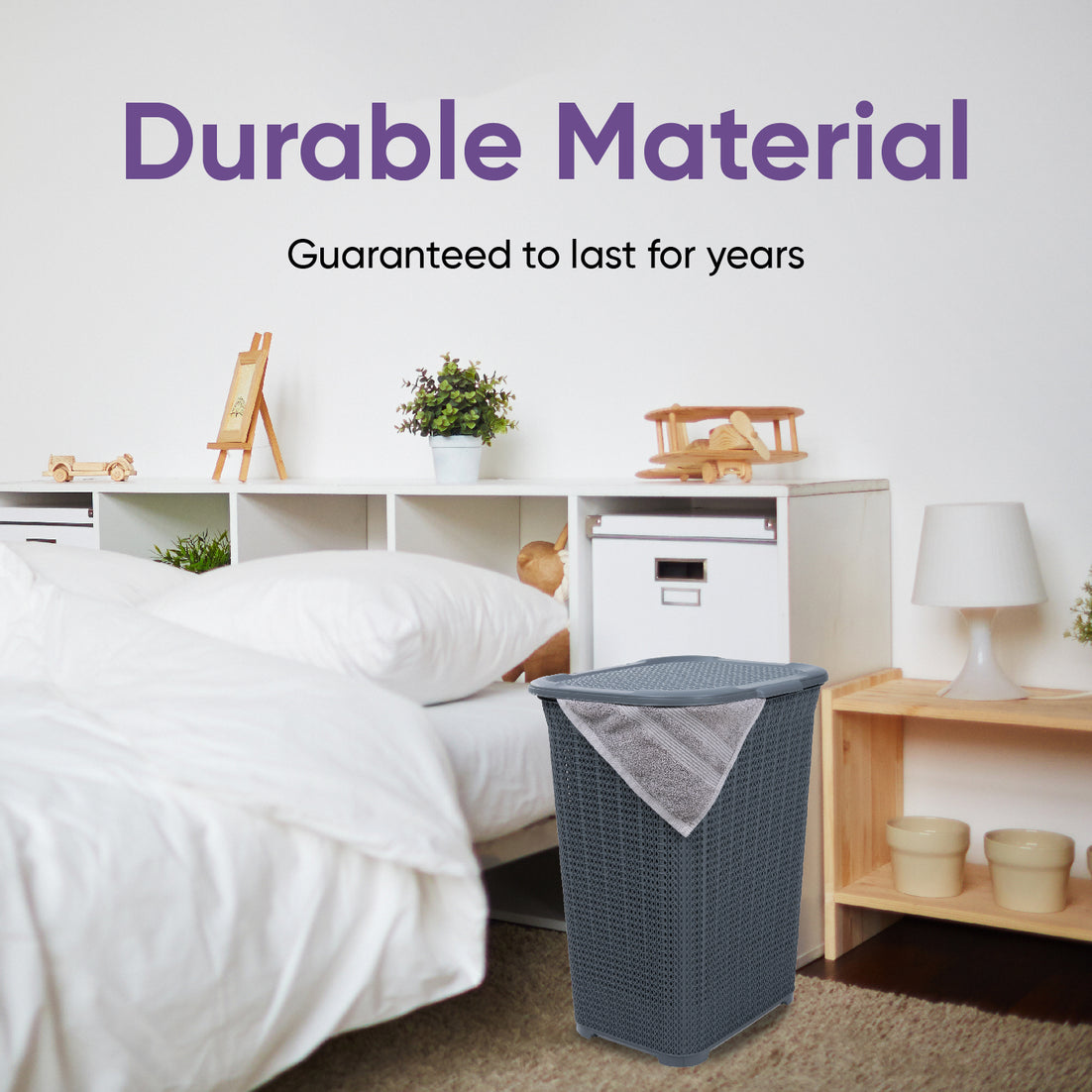 50 Liter Knit Style Laundry Hamper with Cutout Handles