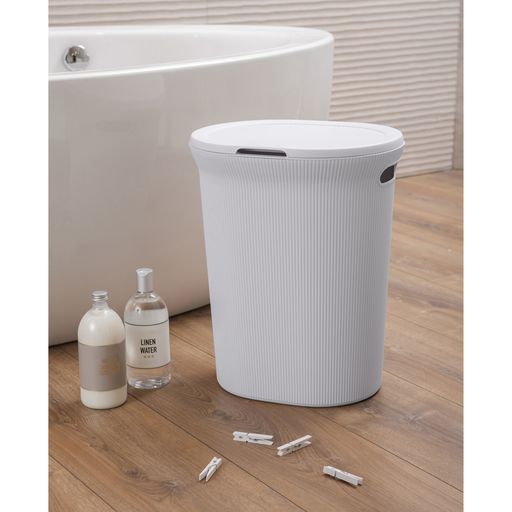 40 Liter Ribbed Laundry Hamper White Smoke