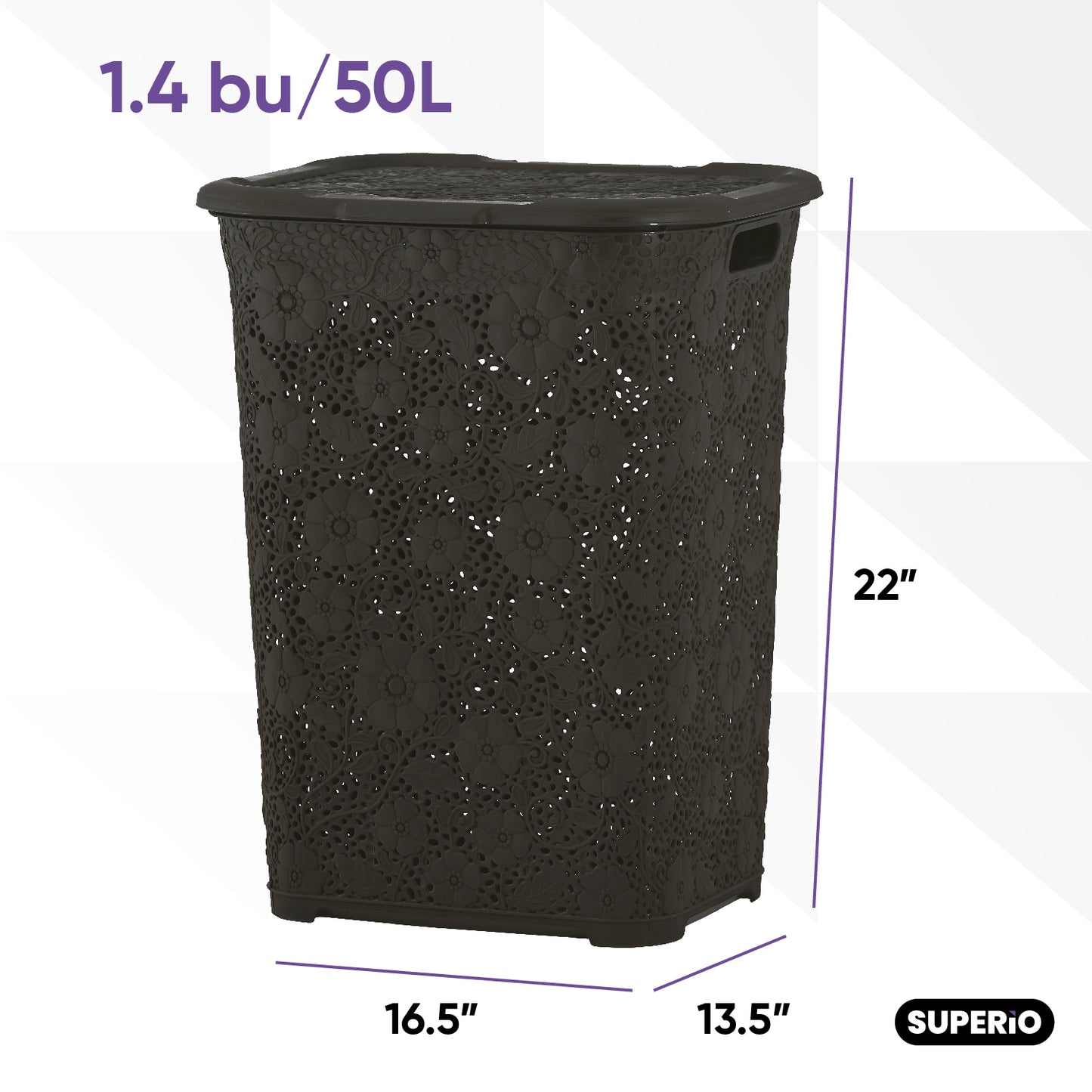 50 Liter Knit Style Laundry Hamper with Cutout Handles - Root Beer Brown