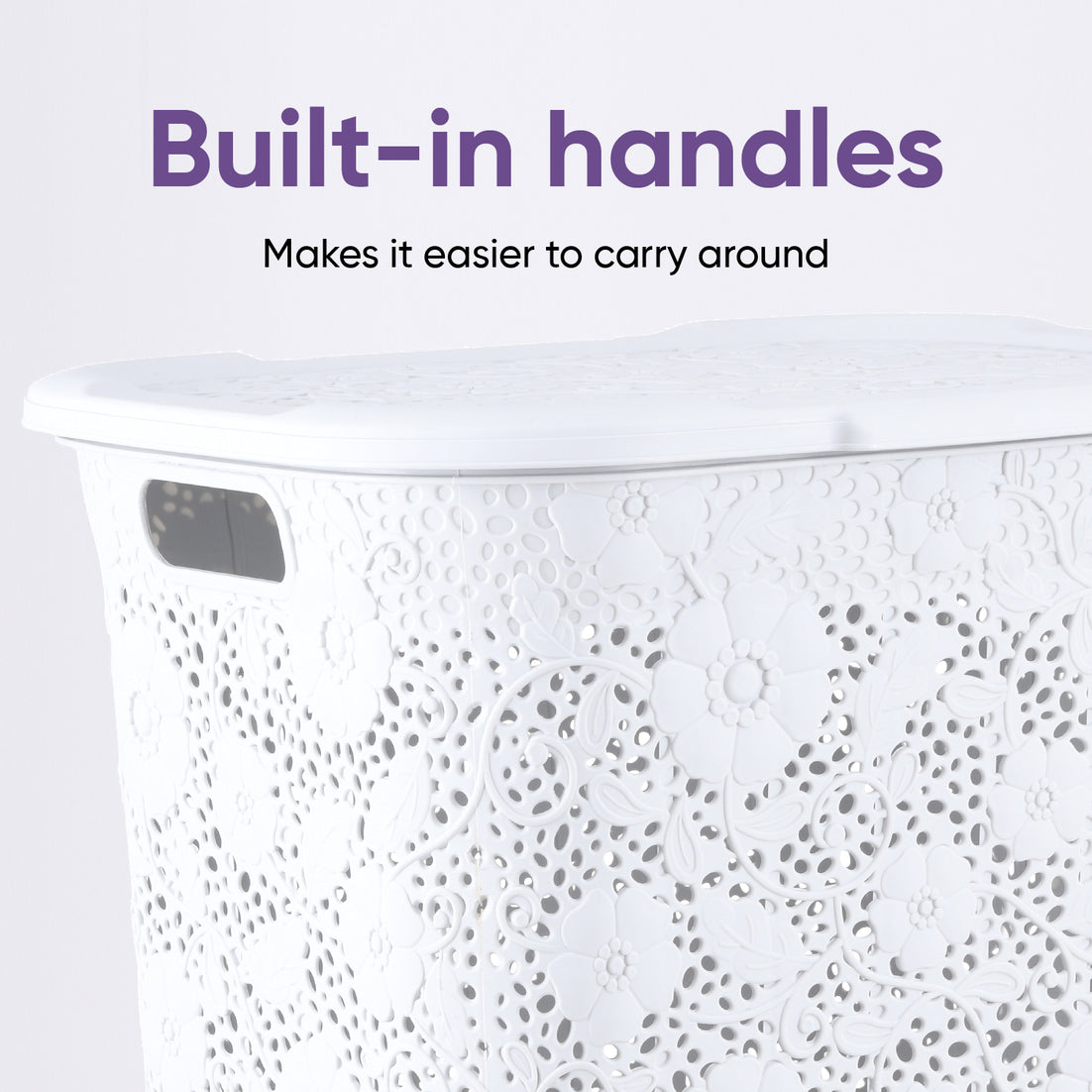 Laundry Hamper Lace Style, White 50 Liter