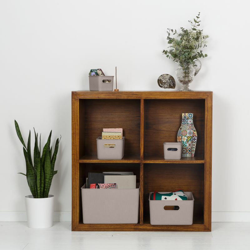 1.5 Liter Ribbed Storage Bin Taupe