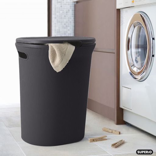 40 Liter Ribbed Laundry Hamper Brown