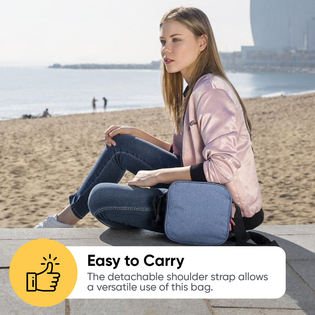 Insulated Lunch Bag with Food  Containers, Denim