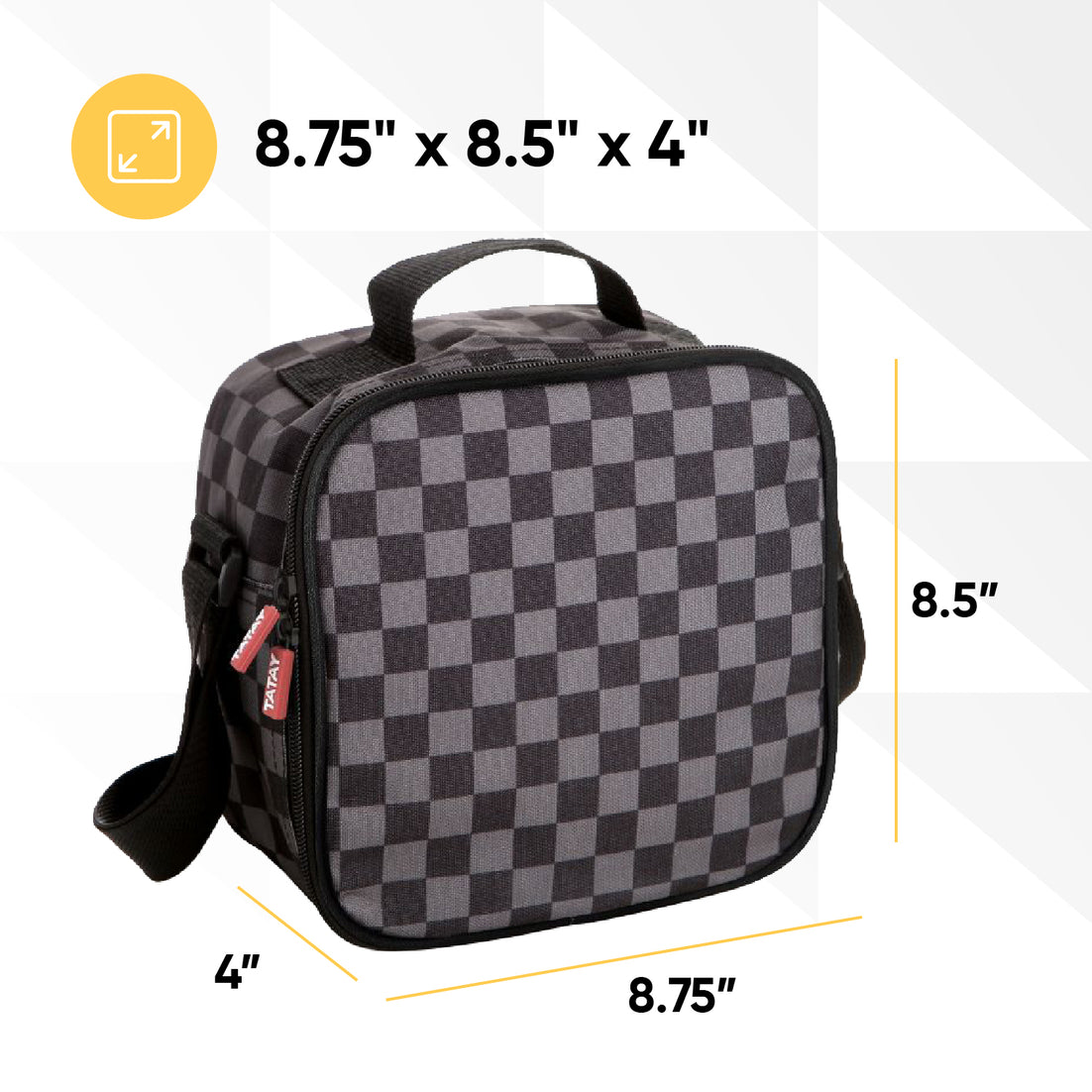 Insulated Lunch Bag with Food  Containers, Grey Checkered