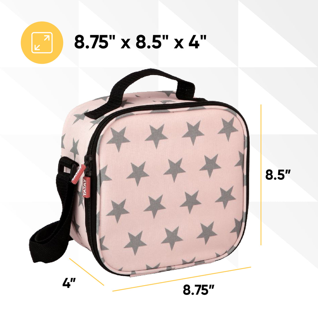 Insulated Lunch Bag with Food Containers, Pink Stars