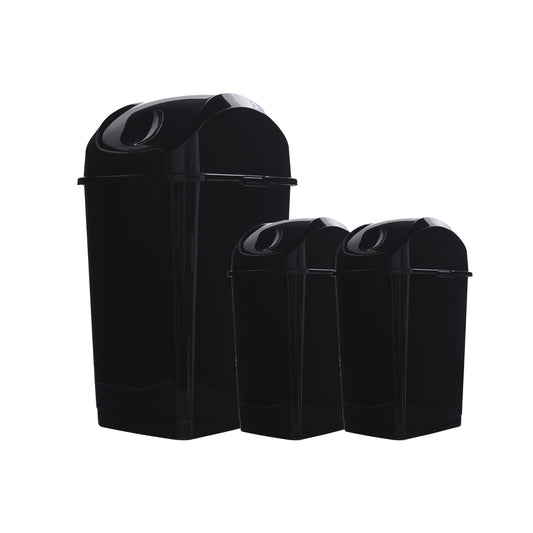 Swing Top Trash Can - Black (3 Pack) 5 Qt, 18 Qt