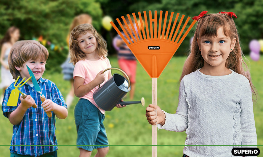 34" Orange Kids Garden Rake